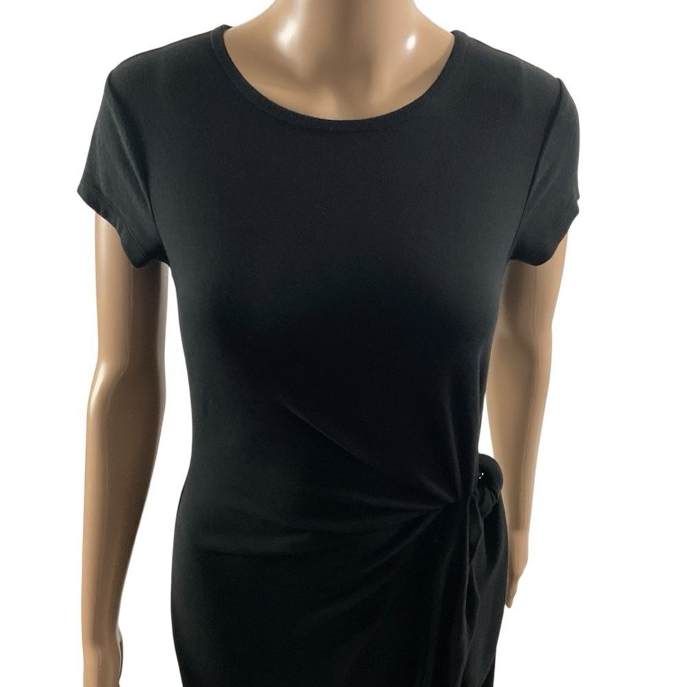 Magaschoni Black Stretch Tie Waist Midi Dress Size Medium - Picture 4 of 14